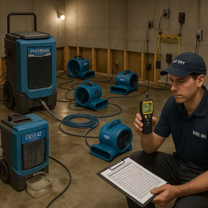 Structural Drying and Dehumidification process in Sunnyvale, TX